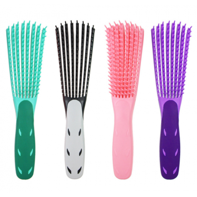 Customized logo good quality rubber handle soft flexible teeth detangling hair brush vent hair brush