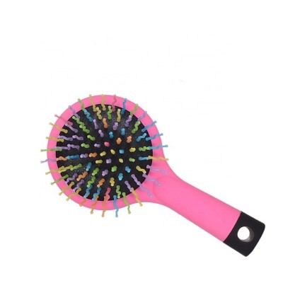 China Supplier Plastic Rainbow Detangling Hair Brush With Back Mirror Comb