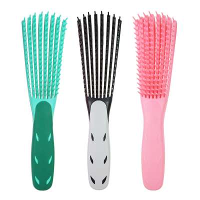 Custom special shape eight moving arms head curve vent fast drying Pravite label detangling hair brush for curly hair